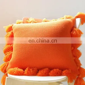 Home Decor Pillow With Delicate Tassels Sofa Decorative Pillow Cover Tassel Pillow Case Cushions thumbnail-1