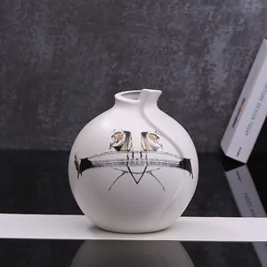 Rotate Sphere Chinese Painting Flower Bird Ceramic Vase Decoration For Home Hallway thumbnail-2