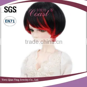 Short Straight Black and Red Bob Cut 1 BJD Doll Wigs thumbnail-2