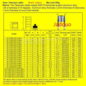 Single Blue Telescopic Ladder With Hook+Anti-slip Cushion thumbnail-2