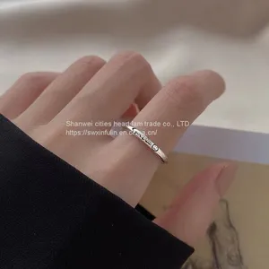 S925 Silver Tide of Men and Women With Personality Cold Wind Hip-hop Singelringen Senior Sense Refers to the Small Boys thumbnail-1