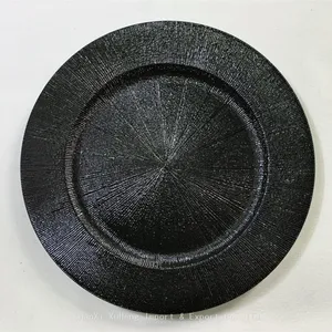 Plastic Black Charger Plate Wedding Party Restaurant Under Plates Table Decorative Charger Plates thumbnail-5