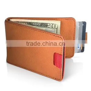 Bifold Wallet Brown Leather Money Clip With Card Sot Super Thin Money Clip Wallet thumbnail-1