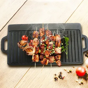 Factory Outlet Cookware for Home Outdoor Garden Kitchenware Cast Iron Double Side Reversible Grill Griddle BBQ Grill Plate thumbnail-5