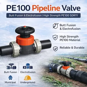 PE100 Diaphragm Valve EcoFIT Butt Fusion Electrofusion SDR11 for Water Pipeline thumbnail-1