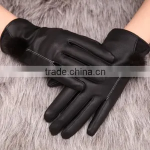 New Fashion Women Girls Winter Soft Leather Mitten Gloves Warm Driving Gloves ,Touch Screen Gloves thumbnail-1