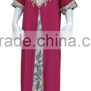 2016 Latest Fashion Beautiful Islamic Abaya, Short Sleeve Women Dubai Abaya thumbnail-2