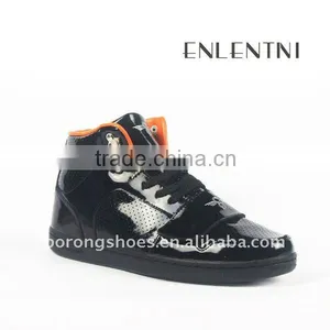 Black Mens Trainers Leather Sneakers Fashion Men Sneakers Guangzhou OEM thumbnail-1