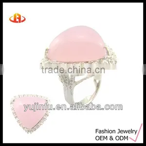 Fashion Silver Ring With Rose Quartz, Different Types Stones Rings thumbnail-1
