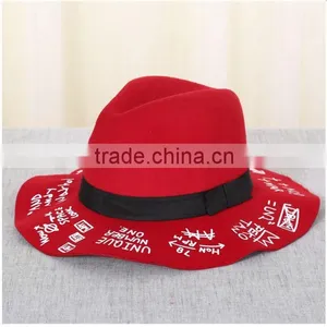 New Wholesale Fashion Imtation Wool Fedoras Hat With Ribbon for Adult thumbnail-1