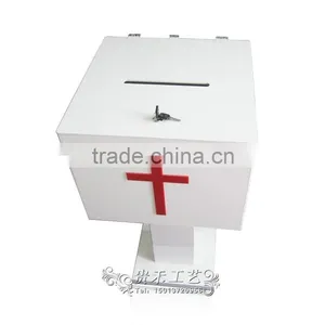 GH-RJ003 White Acrylic Donation Boxes With Locks/white Donation Boxes With Red Cross thumbnail-3