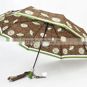 Hot Sell 3 Folding Umbrella ,made of Pongee Fabric With Auto Open Handle thumbnail-1