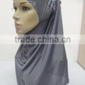 H310 Latest Instant Hijab With Lace and Rhinestones,muslim Scarf thumbnail-4