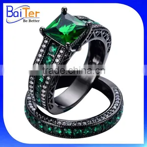AAA Cubic Zirconia Black Plated Brass/925 Silver Finger Ring for Christmas thumbnail-1