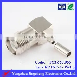 RPTNC Female Body With Male Pin 90 Right Angle for RG316 Cable thumbnail-1