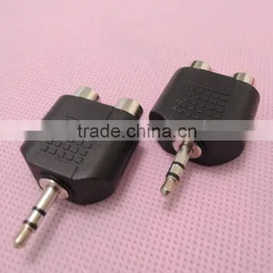 Stereo Audio Black 3.5 Male to RCA Female Connector Adapter thumbnail-1