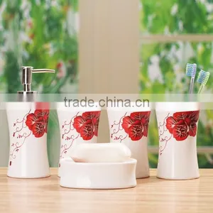 5-Piece Ceramic Bathroom Set,rose Design thumbnail-1