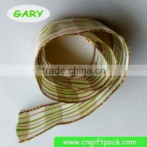 1" Plaid Decorative Wire Edge Ribbon thumbnail-2
