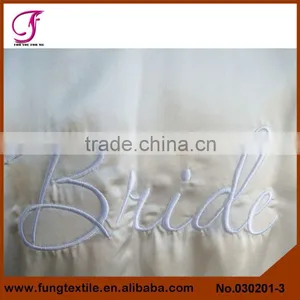 030201 Women Short Design Embroidered Words Silk Kimono Robe thumbnail-5