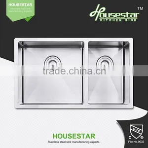 Factory Wholesale Stainless Steel Sink R10-3219 Cheap Undermount Sinks Handmade Undermount Corner Kitchen Sinks With Double Bowl thumbnail-3