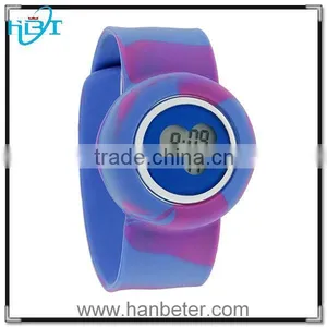 2014 Latest Waterproof Vogue Colorful Silicone Slap Watch Low Cost Wrist Watch thumbnail-1
