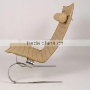 Genuine Leather Stainless Steel Elegant Living Room PK20 Chair Replica thumbnail-1