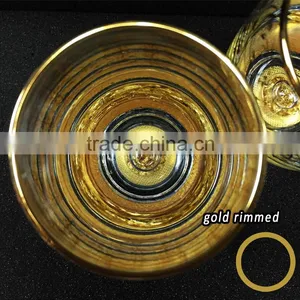 210 ml Crystal Round Golden Pattern Machine Blown Custom Whisky Glass thumbnail-3