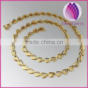 Whole Gold Color Semi-hollow Heart Shape Steel Necklace for Women thumbnail-1
