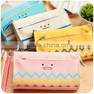 Wholesale Custom Clear Cute Large Zipper Unbranded White Canvas Pencil Case for School thumbnail-4