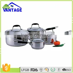 8pcs Stainless Steel Cookware Set With Black Silicon Handle/saucepan/casserole thumbnail-1