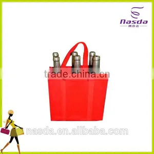 6 Bottles Wholesale Wine Bag,red Color Wine Bag With Printing,multipurpose Wine Bag With Strong Handle thumbnail-1