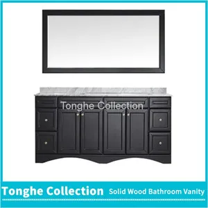 Tonghe Collection Freestanding Bathroom Vanity Cabinet Carrera Marble Top thumbnail-4