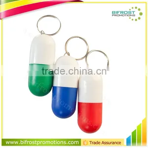Small Plastic Capsule Shaped Pill Box Keychain thumbnail-1