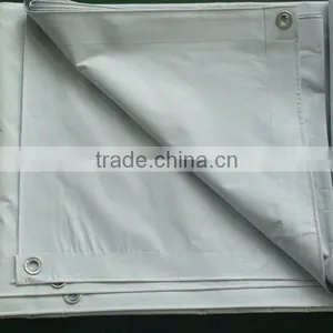 200D*300D/18*12 White PVC Laminated Fabric For Scaffolding Covering Flame Resistanting Anti-sounding thumbnail-1