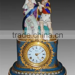 Pottery Home Decoration Art, Living Room Ceramic Desk Clock, Elegant Flower Ceramic Box Embedded Desk Clock thumbnail-4