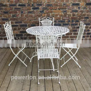 Ornate Wrought Iron 4 Folding Chair 90cm Circular Patio Set thumbnail-2