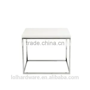 Euro Style Stainless Steel Base Side Table, White Lacquer/Chrome thumbnail-2