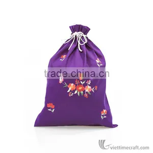 HOT SALE ! Multicolor Embroidery Promotional Drawstring Bag, Handmade in Vietnam thumbnail-1