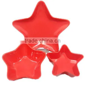 Pentagram Shape Red Color Melamine Dinner Set thumbnail-1