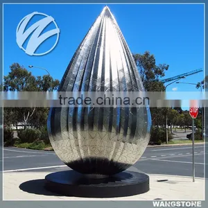 Modern Large Polished Stainless Steel Water Drop Outdoor Statues thumbnail-1
