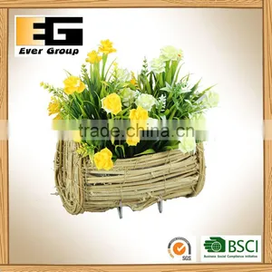 Rattan Flowerpots Handwoven Trays Garden Metal Frame Planter thumbnail-6