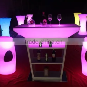 Led Illuminated Home Bar Counter With Stainless Steel Shelf thumbnail-3