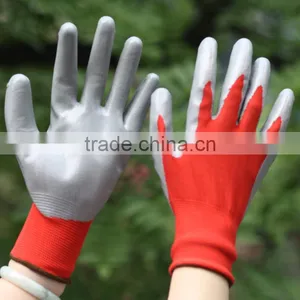 NMSAFETY 13 Gauge Red Polyester Liner Coated Grey Nitrile Work Gloves thumbnail-1