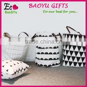 Fashion Children Toys Canvas Laundry Basket Collapsible Kids Art Storage With Handle thumbnail-1