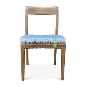 Dining Chair Japanese Style Made From Solid Teak Wood , White Wash Color , Seater With Denim Fabric thumbnail-2