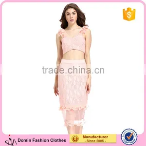 Domin Fashion Guangzhou Factory Latest Skirt and Crop Top Set thumbnail-1