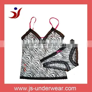 Women Sexy Pajamas Zebra Print Sleepwear Cami and Bikini Sets,style JS-124,Appcet OEM thumbnail-1