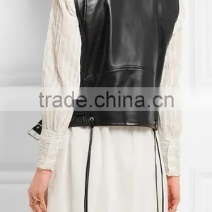 Personalized Latest Design Custom Cheap Lady Leather Vest thumbnail-2