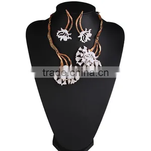 Big Brand New Design Metal Painting Carnations Necklaces Earrings Jewelry Sets for Women thumbnail-1