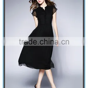Real Silk Short Sleeves and Slim Latest Dress Designs for Ladies thumbnail-3